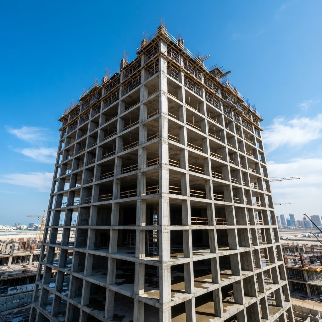 Reinforced concrete structure under construction